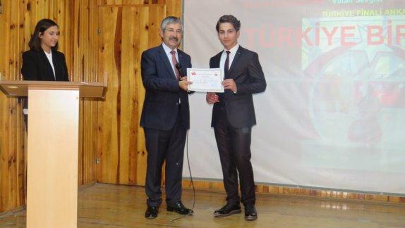 Belediye Başkanı Sn Lütfi VİDİNEL´in Türkiye 1.si Öğrencimizi Ziyareti